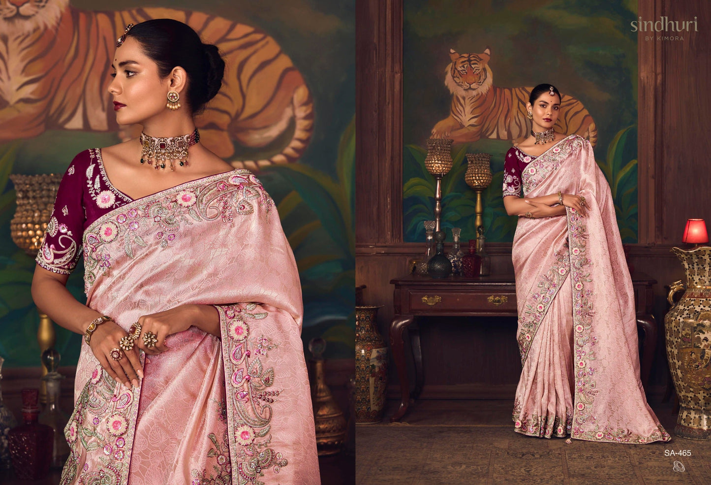 Saree : Pure Banarasi Kanjivaram Fabric With Heavy Work Border Saree