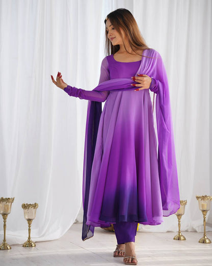 HEAVY PURE SOFT FOX GEORGETTE COLOURFULL GOWN - Haxberry