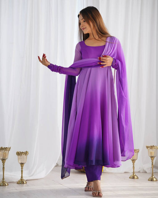 HEAVY PURE SOFT FOX GEORGETTE COLOURFULL GOWN - Haxberry