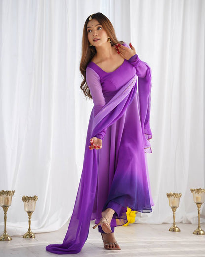 HEAVY PURE SOFT FOX GEORGETTE COLOURFULL GOWN - Haxberry