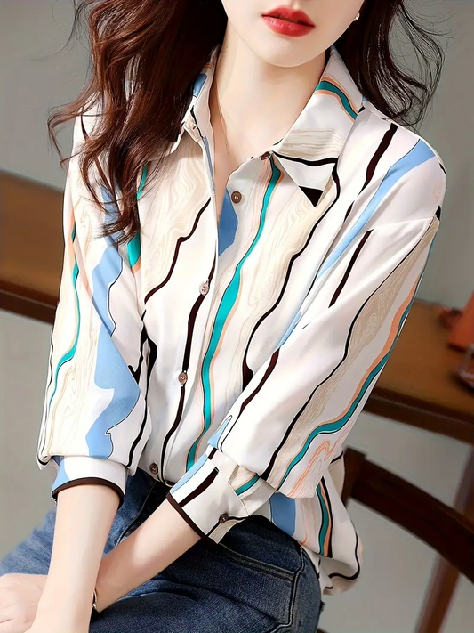 Women Regular Fit Printed Button Down Collar Casual Shirt - Haxberry