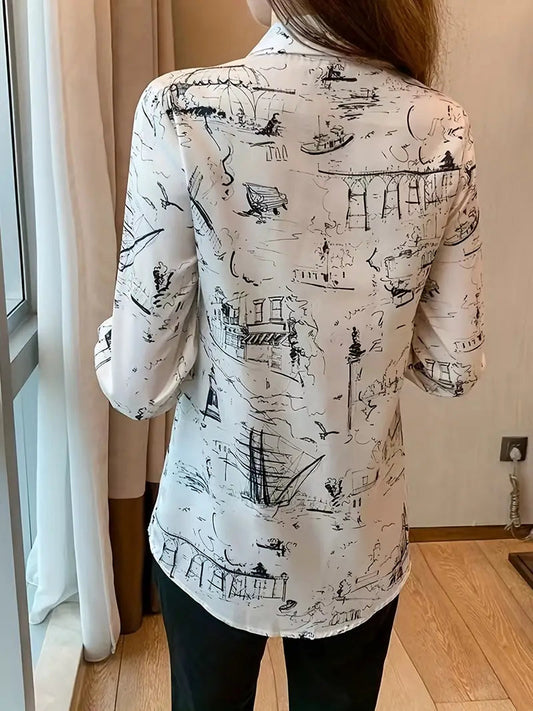 Women Printed Regular Fit Shirt with Full Sleeves - Haxberry