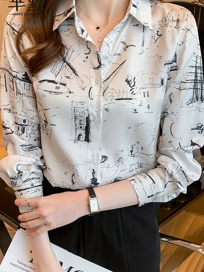 Women Printed Regular Fit Shirt with Full Sleeves - Haxberry